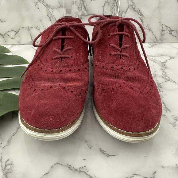 Cole Haan Grand OS Womens Oxford Sneakers Size 9.5 Dark Pink Suede Lace Up - Picture 3 of 9